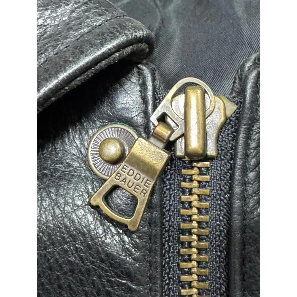 Eddie Bauer Black Leather Jacket Size Large Vintage Y2K